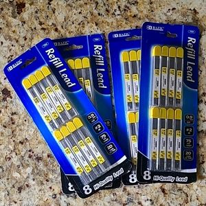 4 Bazic refill lead packs .9mm #2 (20 leads per tube) for mechanical pencils